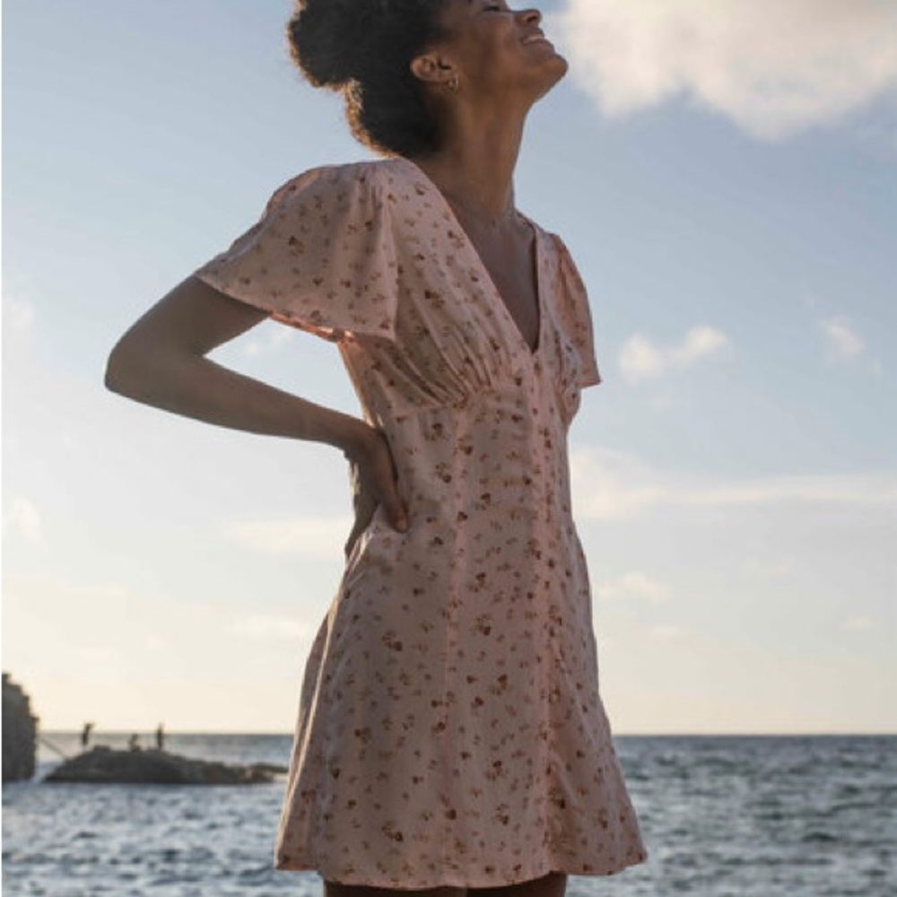 Billabong Full Swing Light Pink Floral Dress - Small